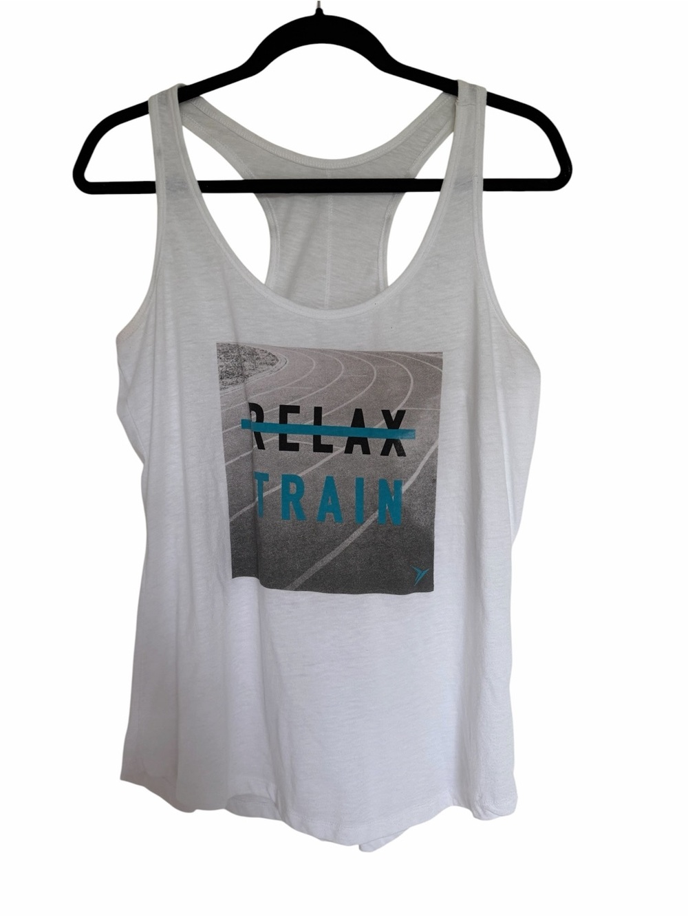 Old Navy Active White Graphic Racerback Tank Top Size Large